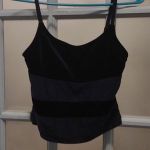 Black two texture swim top Baja blue size 8